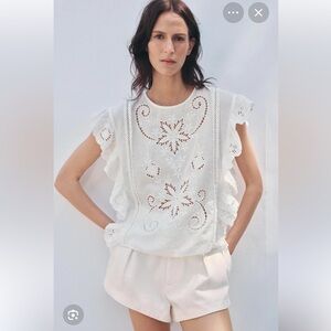 NWT ZARA EMBROIDERED ROMANTIC BLOUSE  SIZE S 
🚨 FIRM PRICE NO DISCOUNT